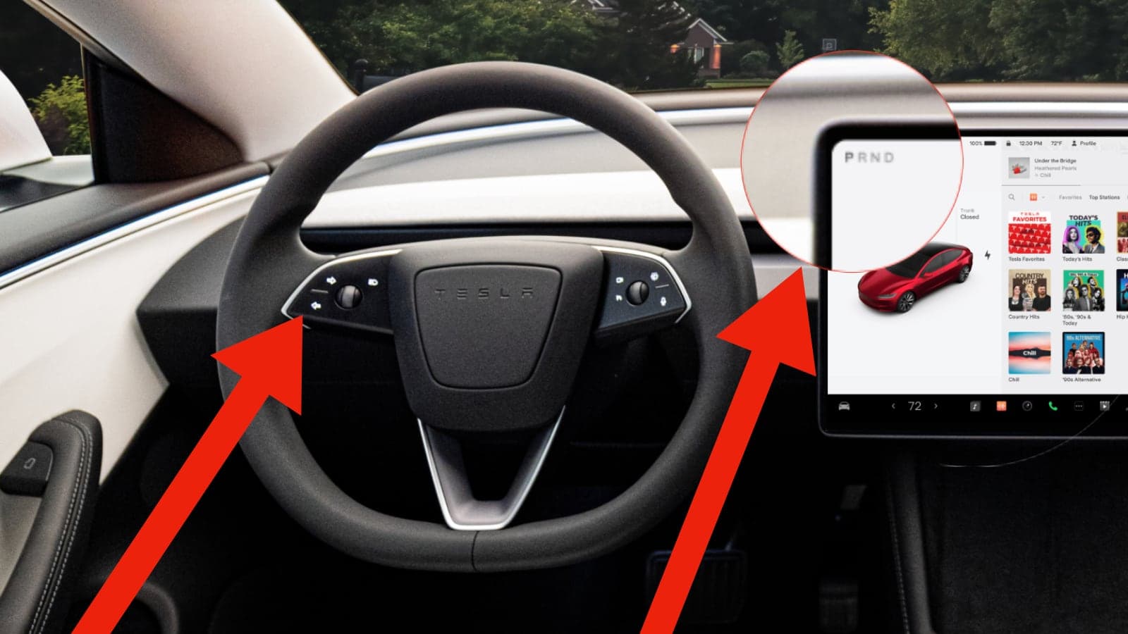 Tesla Model 3 Highland 2024 volant interiér ovládání