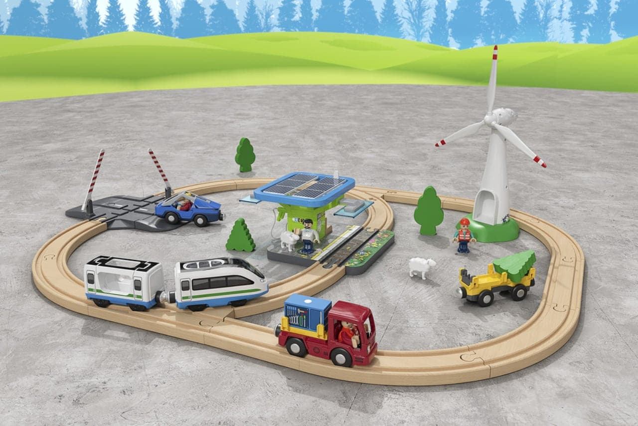 Playtive Dřevěná železnice Obnovitelné zdroje energie