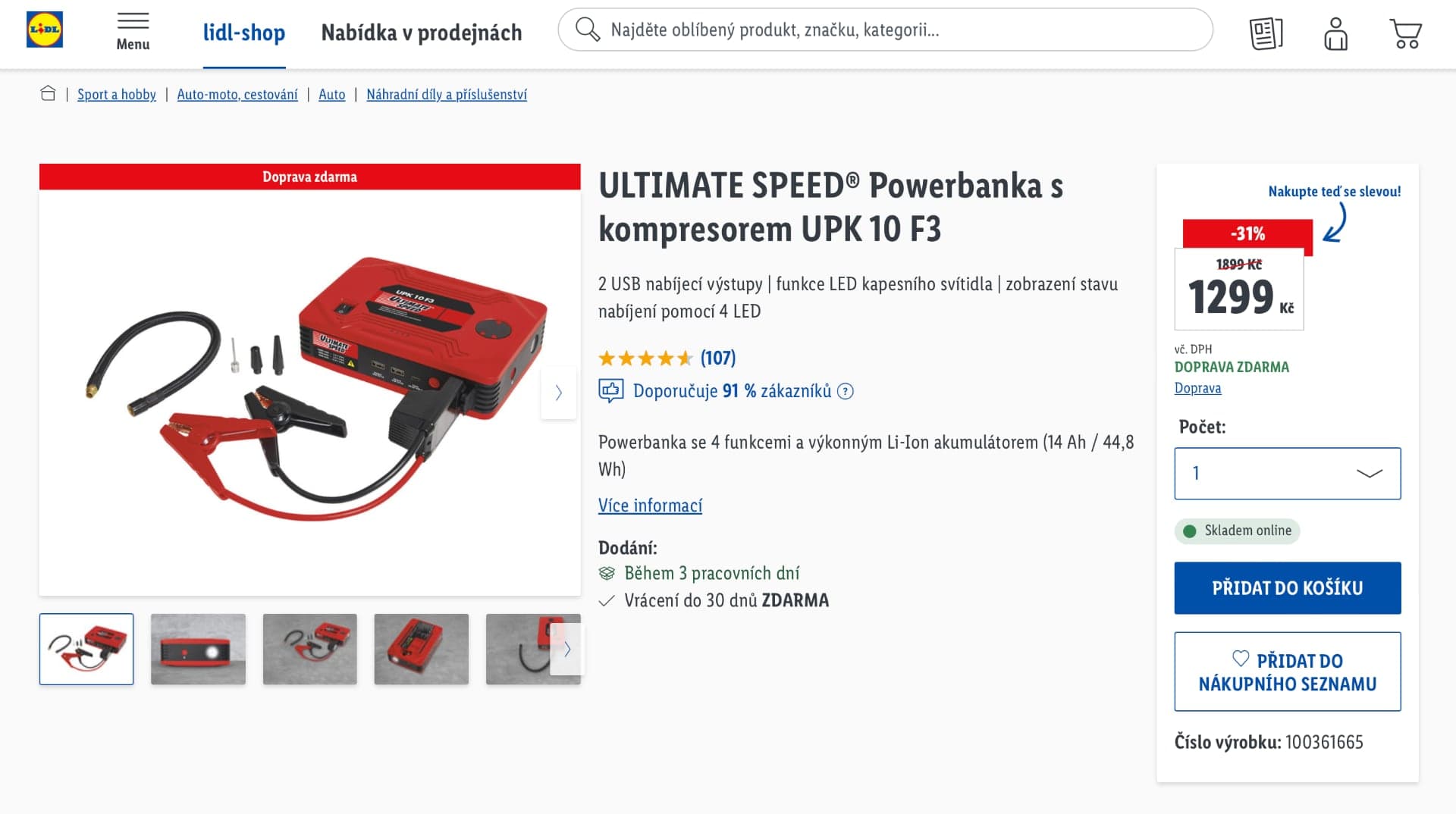 Lidl prodává ve slevě powerbanku s kompresorem