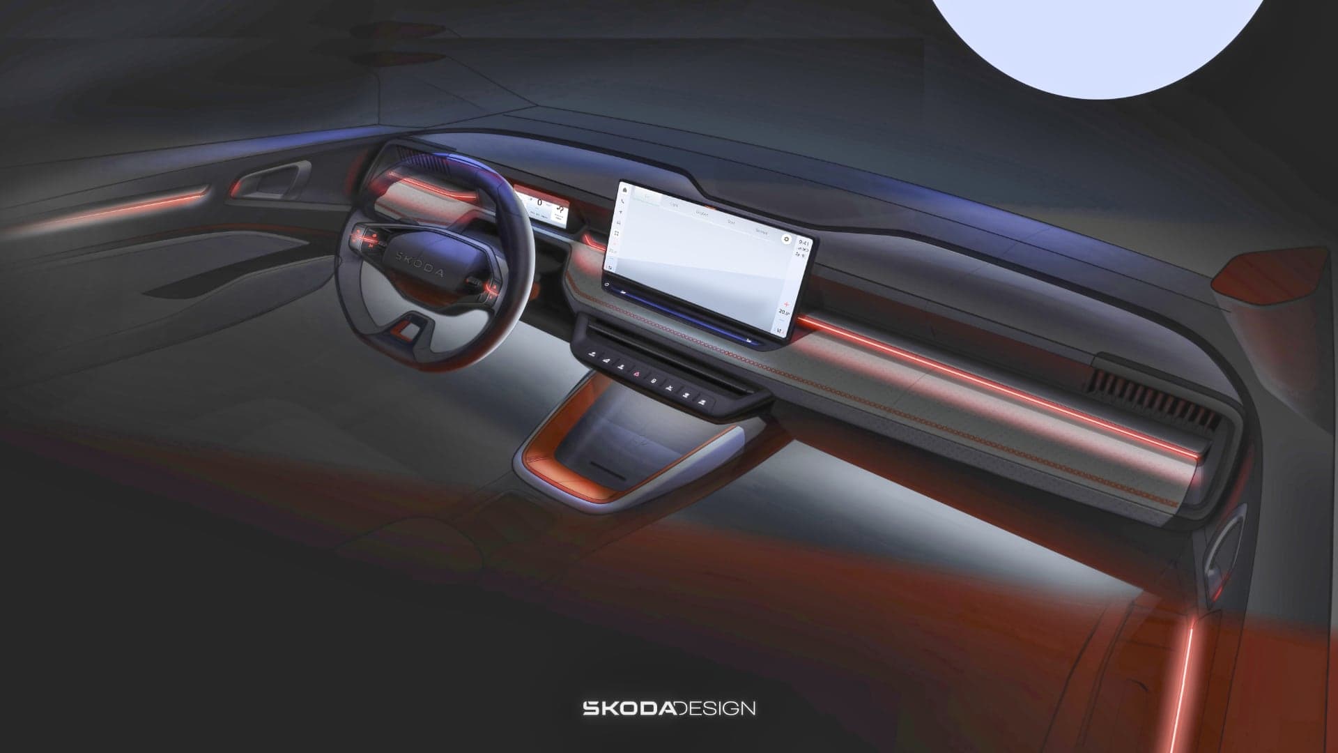 První pohled do interiéru nového elektromobilu Škoda Elroq