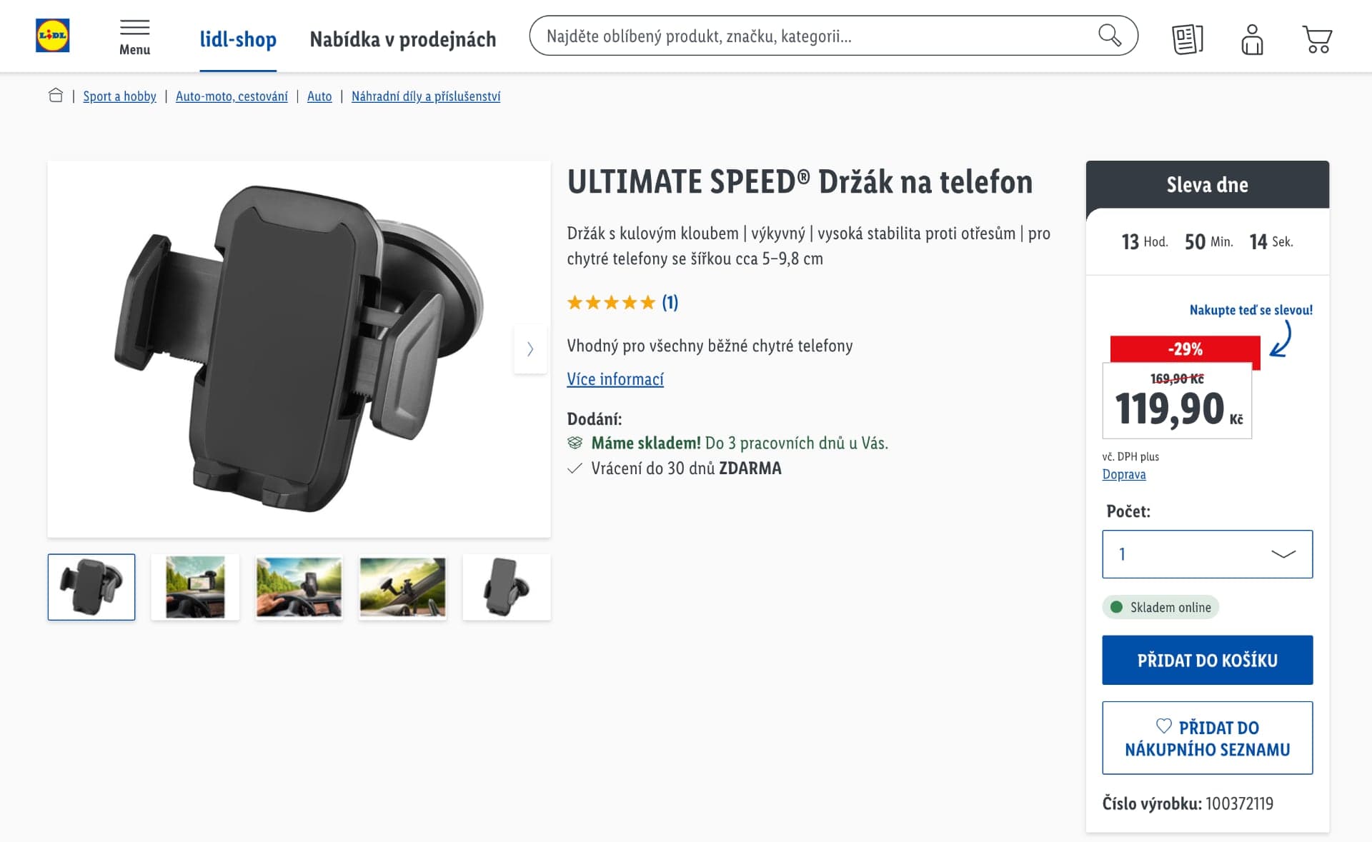 Držák na mobil do auta v dnešní slevové akci seženete o 29 % výhodněji