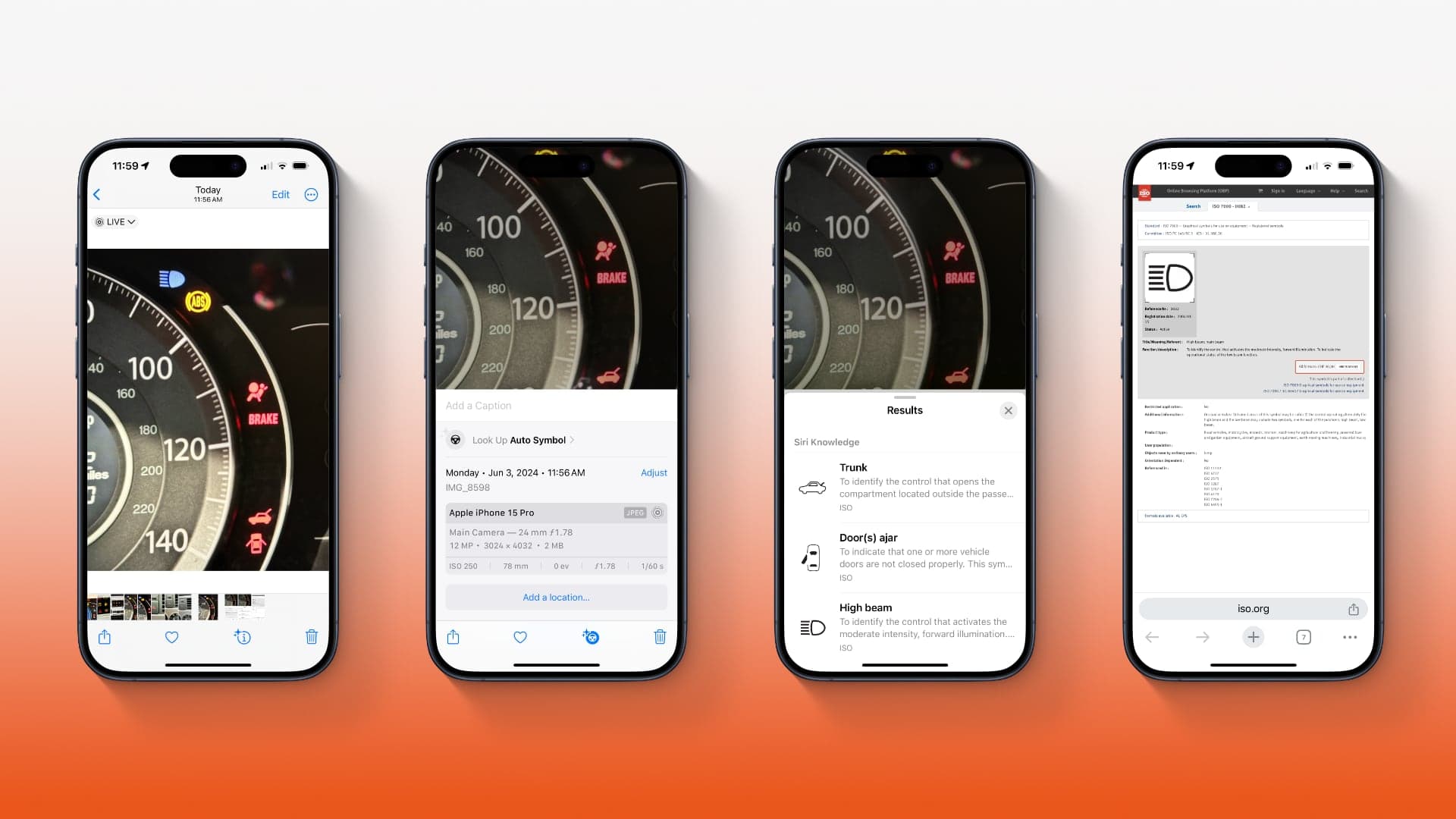 Rozpoznávání kontrolek v autě pomocí iPhonu s iOS 17