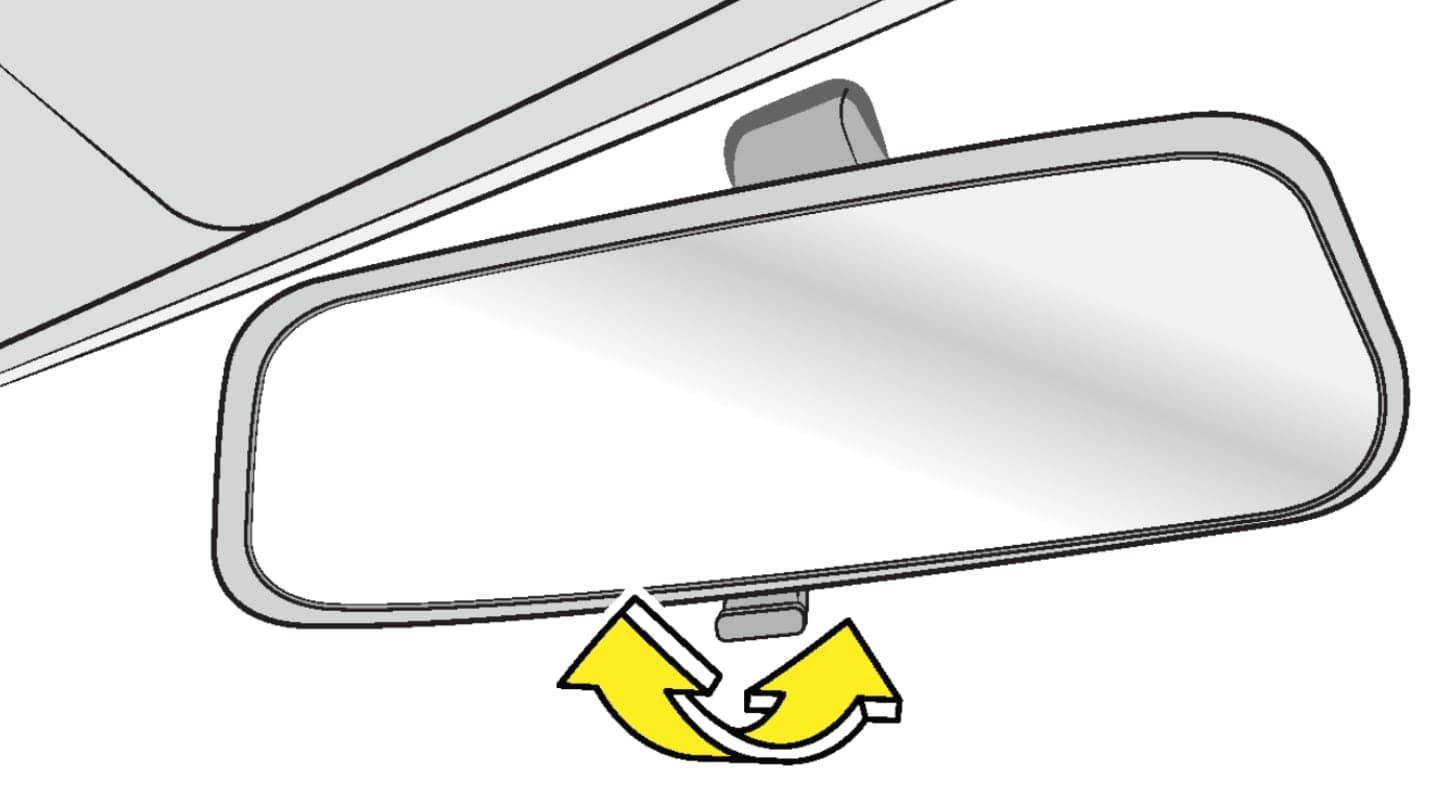 Přepínání vnitřního zpětného zrcátka mezi denním a nočním režimem