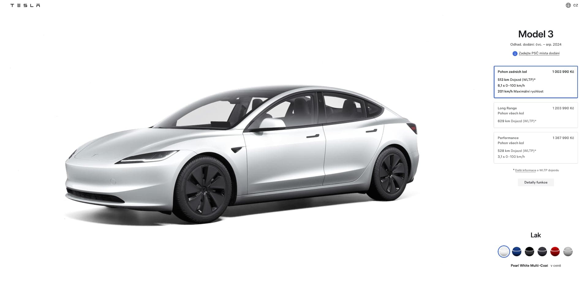 Tesla Model 3 (2024) a její cena