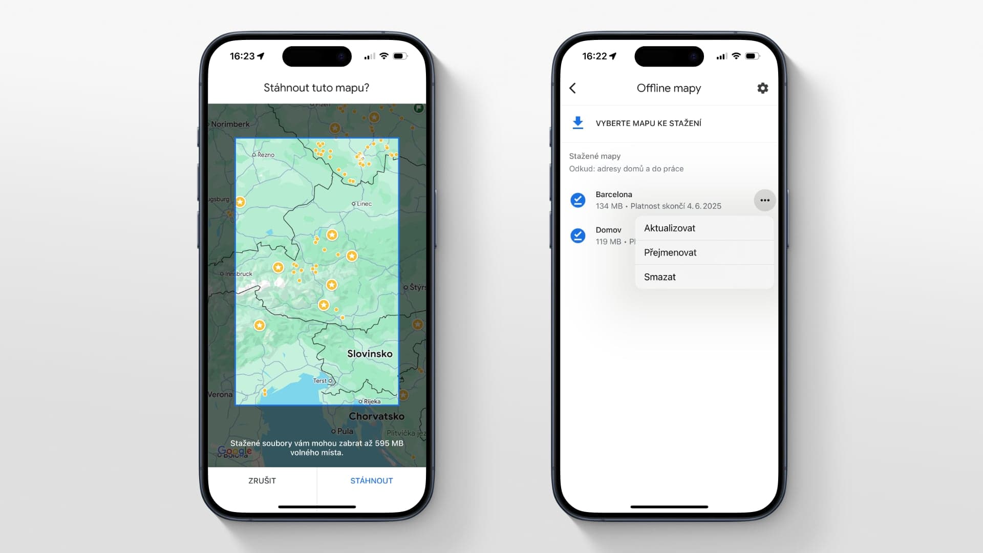 Jak smazat offline podklady u Google Map