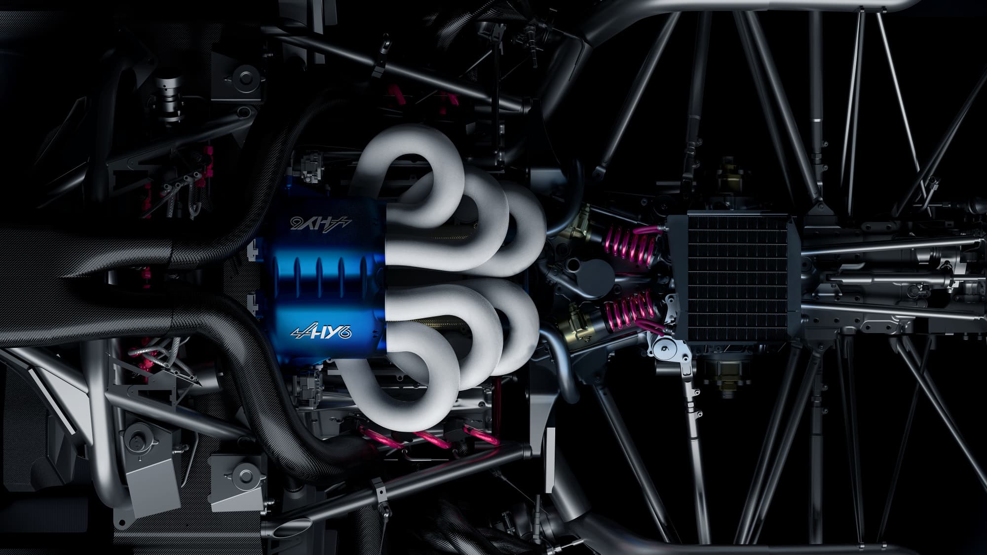 Spalovací vodíkový motor supersportu Alpine Alpenglow Hy6