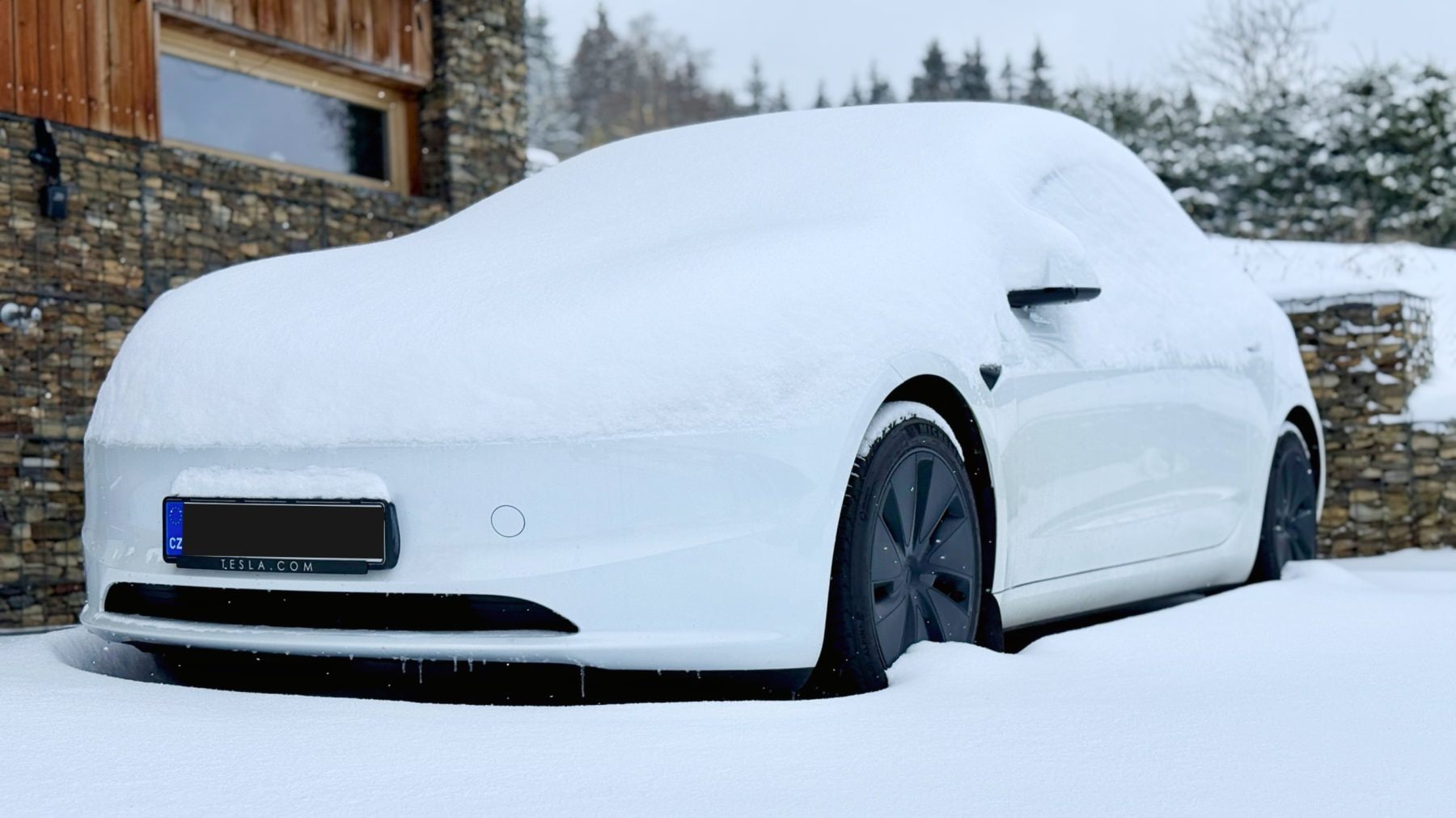Tesla Model 3 pod sněhem | Zdroj: Luboš Srb