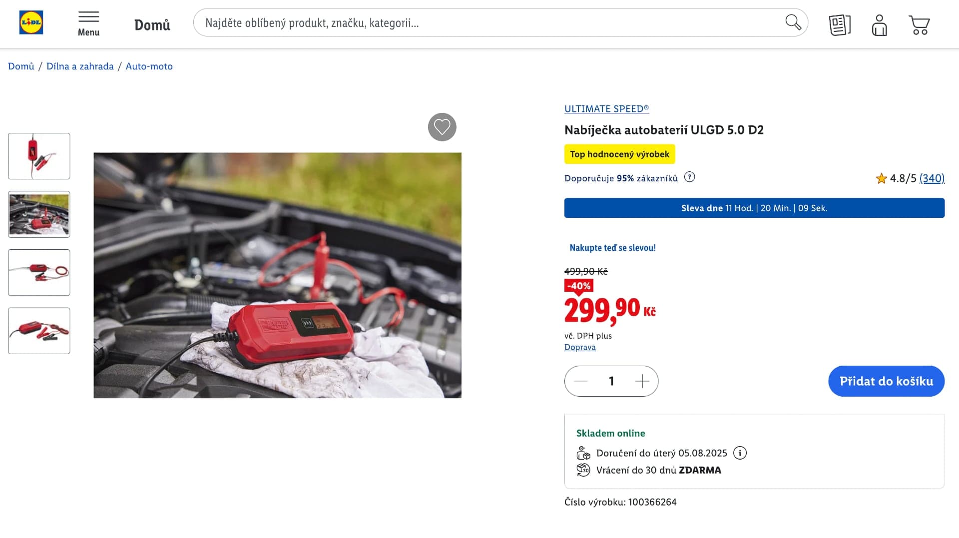 Dnešní 40% slevová akce na nabíječku autobaterií Ultimate Speed ULGD 5.0 D2 | foto: Martin Skořepa