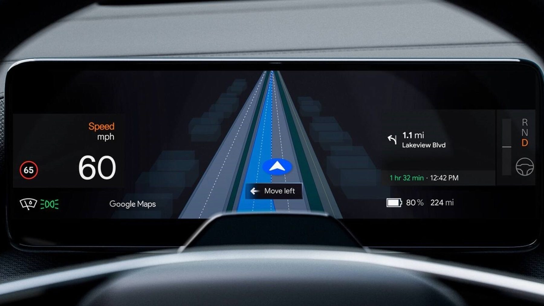 Polestar 4 s funkcí živého navádění v jízdních pruzích v Google Mapách | Zdroj: Polestar