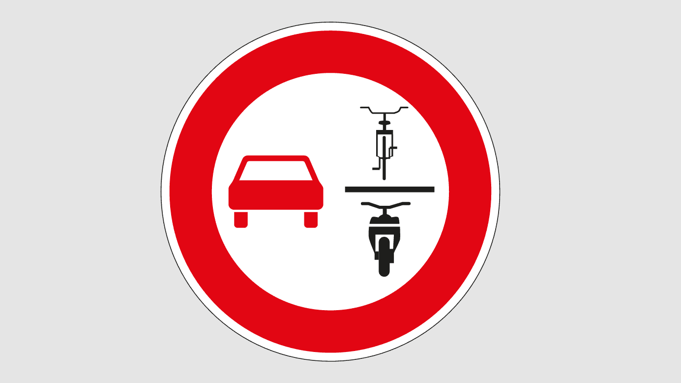 Dopravní značka 277.1, zákaz předjíždění jednostopých vozidel | Zdroj: ADAC