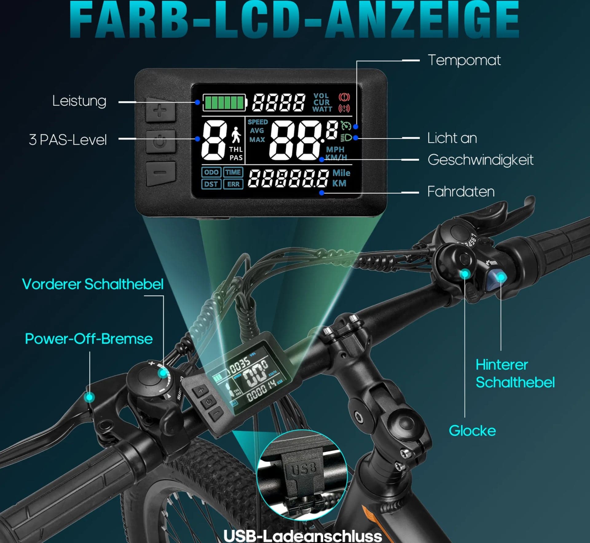 Elektrokolo FAFREES F28 MT, detail cyklopočítače | Zdroj: Kaufland